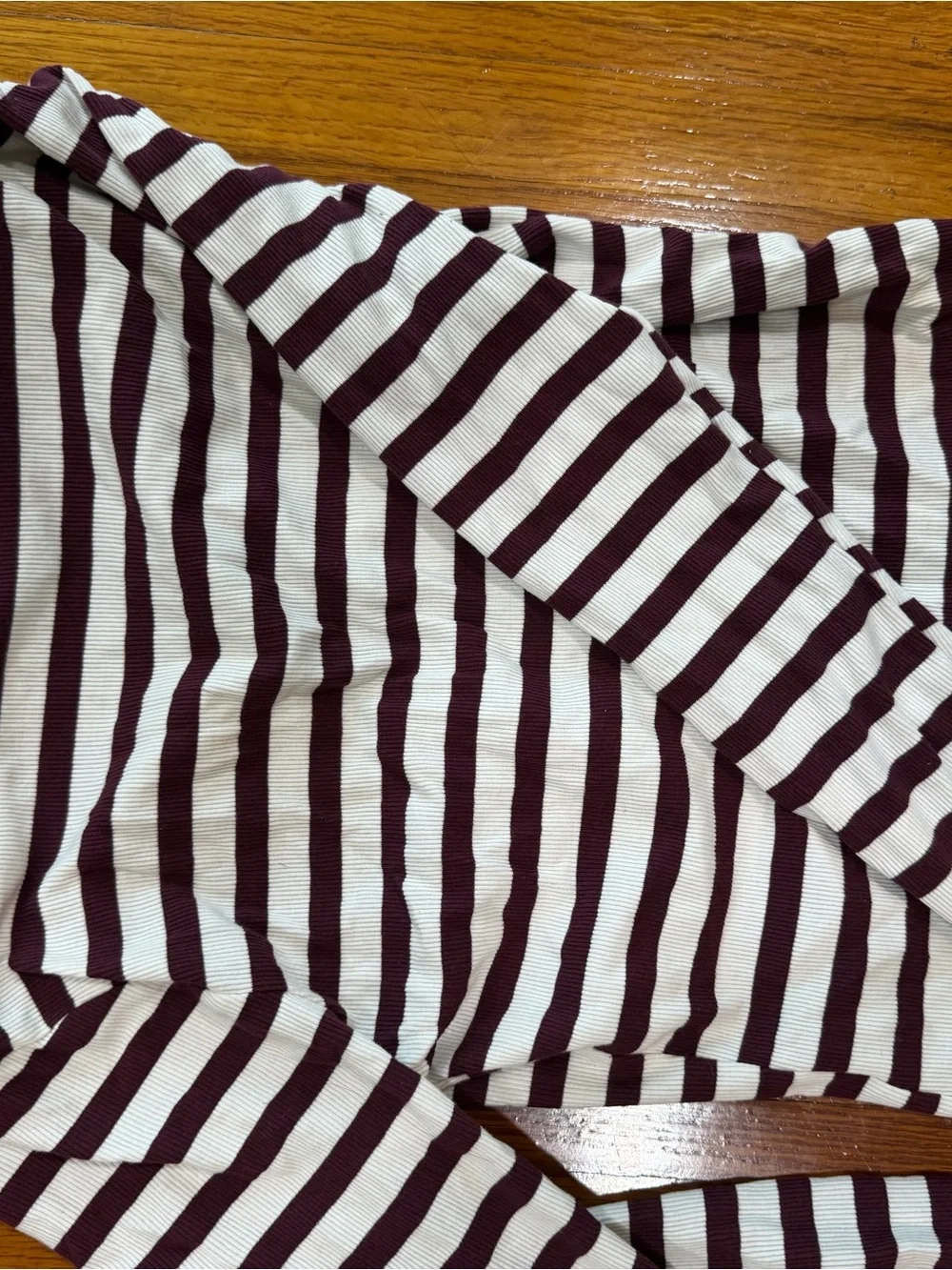 No Boundaries burgundy and white stripped long sleeve